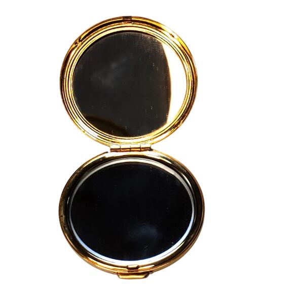 Angel Fish Compact Mirror Gold Tone 2" - Picture 3 of 5